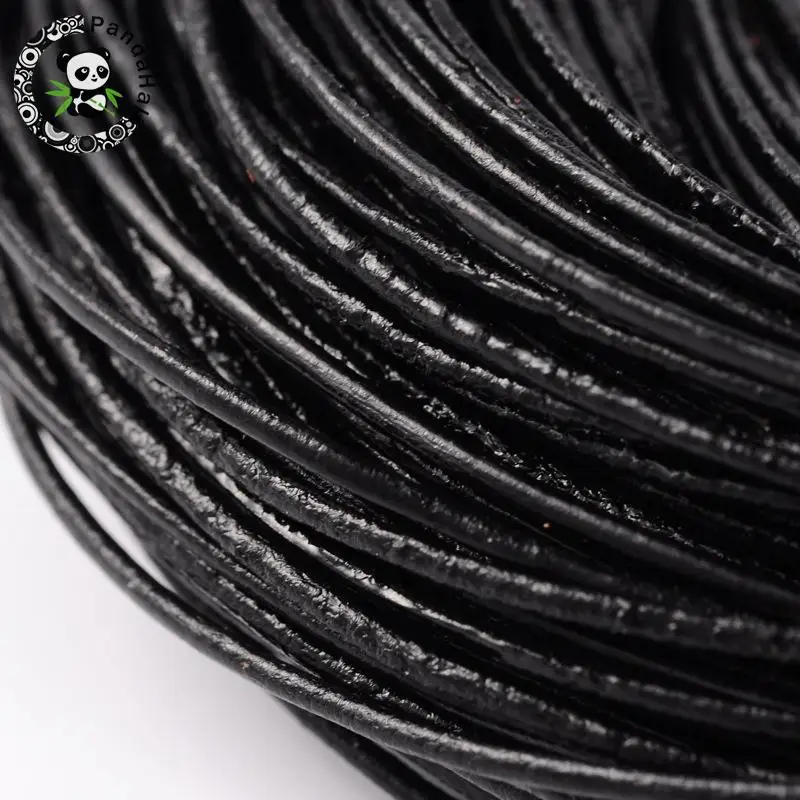 100 м из чёрной кожи для ювелирных украшений шнур натуральной кожи Cord Jewelry findings для DIY 1,2 мм 1,5 мм 2 мм толщиной