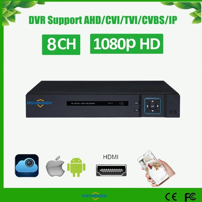 Многофункциональный 8ch 1080 P/AHD/TVI/CVI/IP 5 in1 Hybrid DVR/1080 P NVR видео регистраторы AHD DVR для/AHD/аналоговый IP Камера as-avr3408m