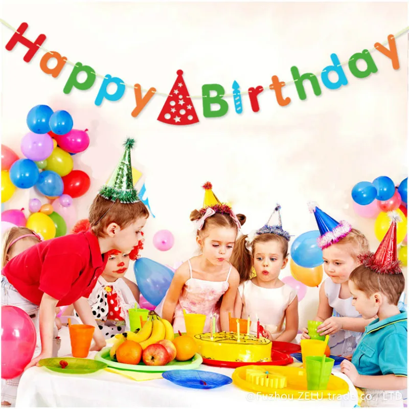 

Birthday Party Flag Decoration Boy Girl Kid Baby Happy Birthday Prop Card Room Decoration Props Hanging Birthday Supplies