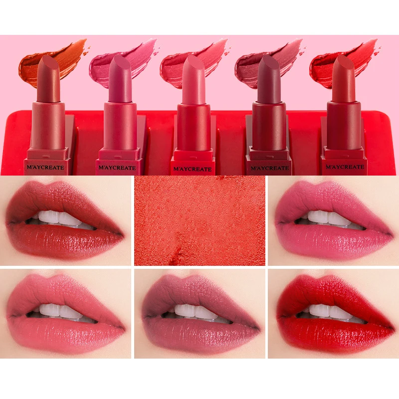 

5Pc Natural Lipstick Lip balm Protector Lips Cosmetics Waterproof Long Lasting Moist Lip Gloss Pumpkin Vivid Colorful Sexy Women