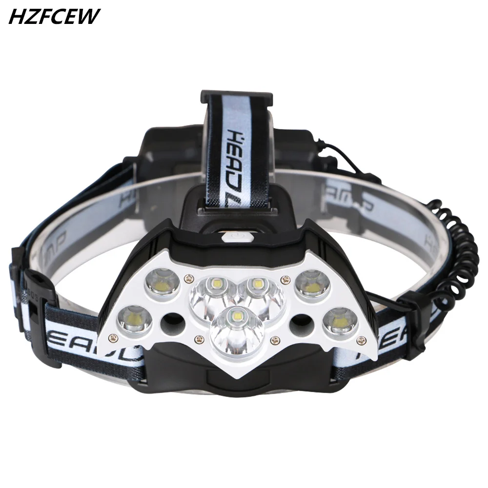 LED Headlight Flashlight bat Glare Lighting 9 high Power T6 Lithium Battery USB Charging Outdoor Night Fishing Lights | Лампы и