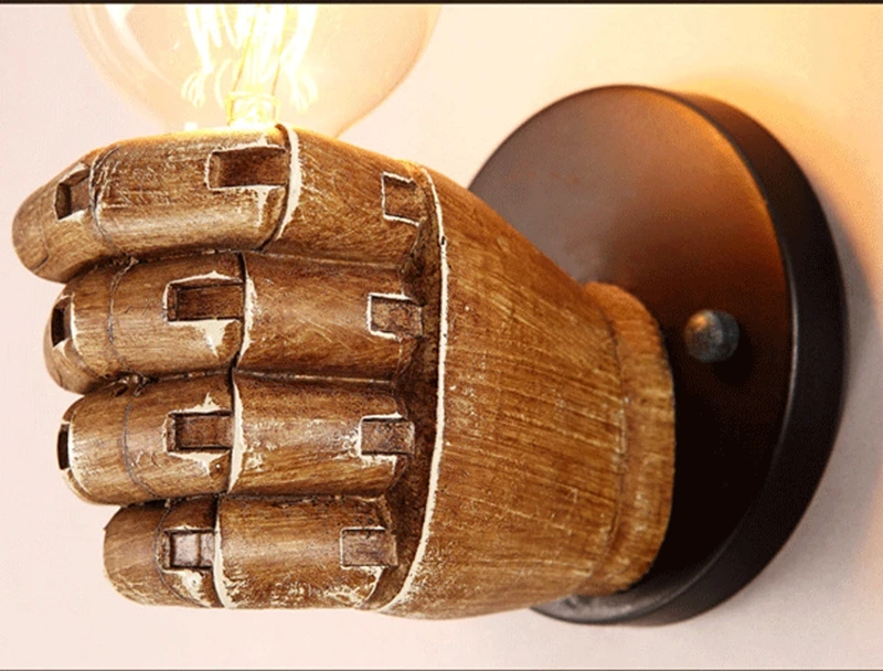 Retro Resin Right  Left Hand Fist Wall Lamp Loft Wind Novelty Cafe Bar Foyer Study Dining Room Home Decoration Lights Fixtures (3)
