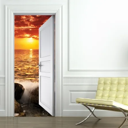 3D открытая дверь для приморского двери Наклейка для спальни гостиная подарок искусство ПВХ водонепроницаемая наклейка дверь обертывание 77*200 см