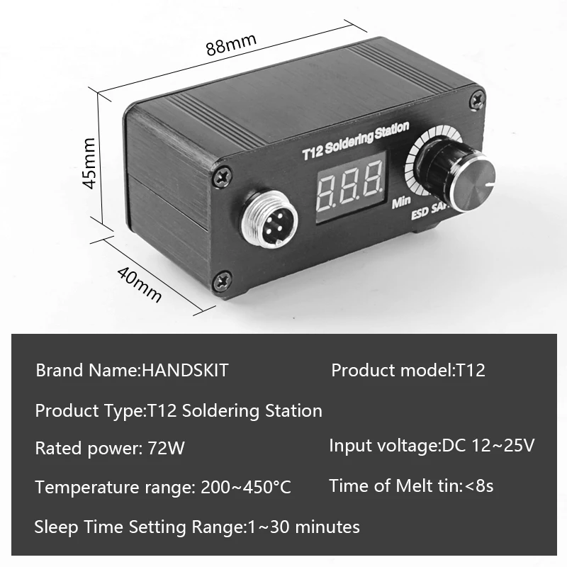 Мини T12 светодиодный портативный паяльная станция DIY контроллер температуры цифровой электронный сварочный Утюг DC 19 v-24 v 72w версия