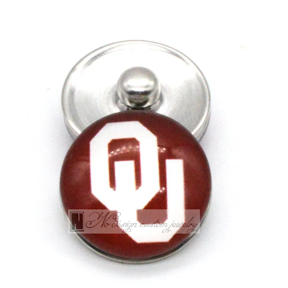 Университет Oklahoma NCAA Спорт Стекло оснастки кнопки 18 мм 12 подходящие защелки