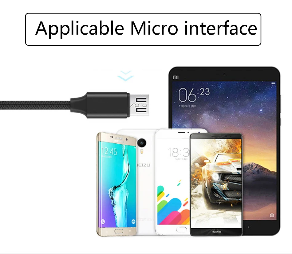 NOHON Nylon 1.8m Android Data Cable Micro USB Fast Charger Cord For Samsung Galaxy Huawei HTC Xiaomi 2A Lighting Charging Cables (8)