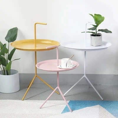 Nordic living room small round several modern minimalist sofa corner table side table small round table metal mini coffee table