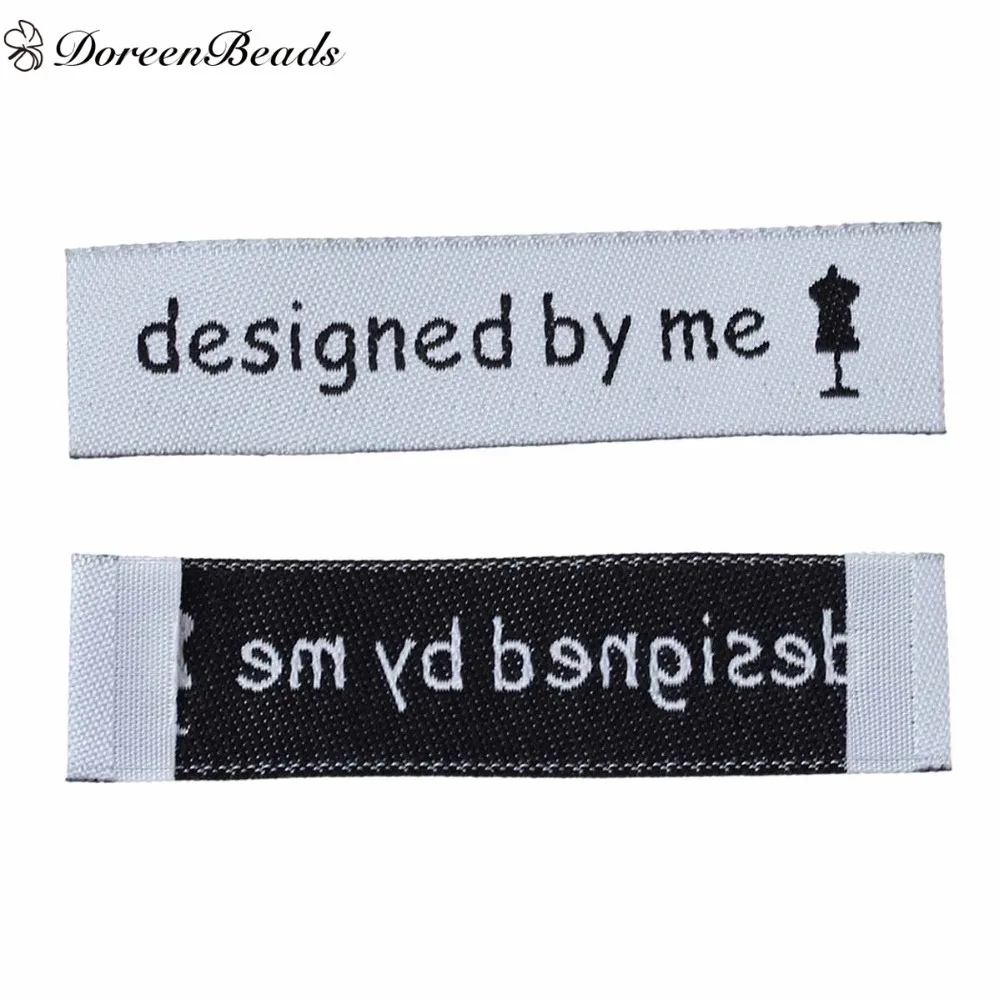 

DoreenBeads 50 PCs Handmade Clothes Bags Terylene Woven Printed Labels DIY Scrapbooking Craft Rectangle designed by me