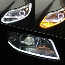 2x Белый Янтарный гибкая трубка стиль горки фара полосы Ангел украшения в виде глаз свет для BMW