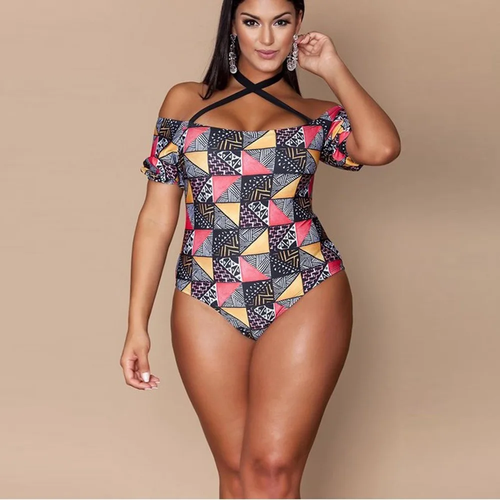 

High Wiast Bikini Women Plus Size Swimsuit Swimwear One Piece Bandage Push up Monokini Bikini Swimwear Swimsuit Print Biquini