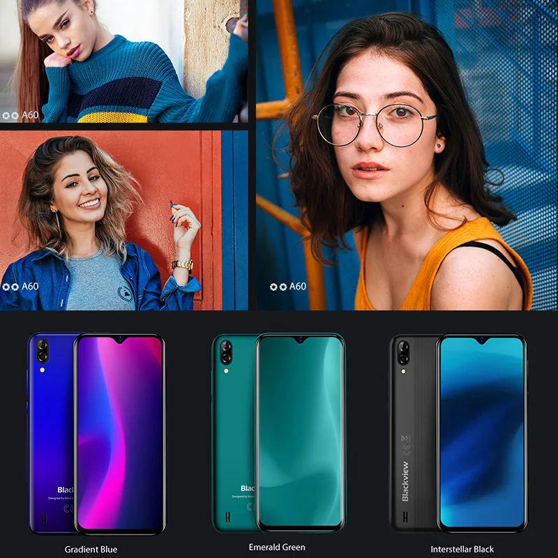 Günstig Blackview A60 Smartphone 4080mAh 1GB + 16GB Quad Core Android 8.1 6,1 zoll 19,2 9 bildschirm 13.0MP Dual Hinten Kamera 3G Handy