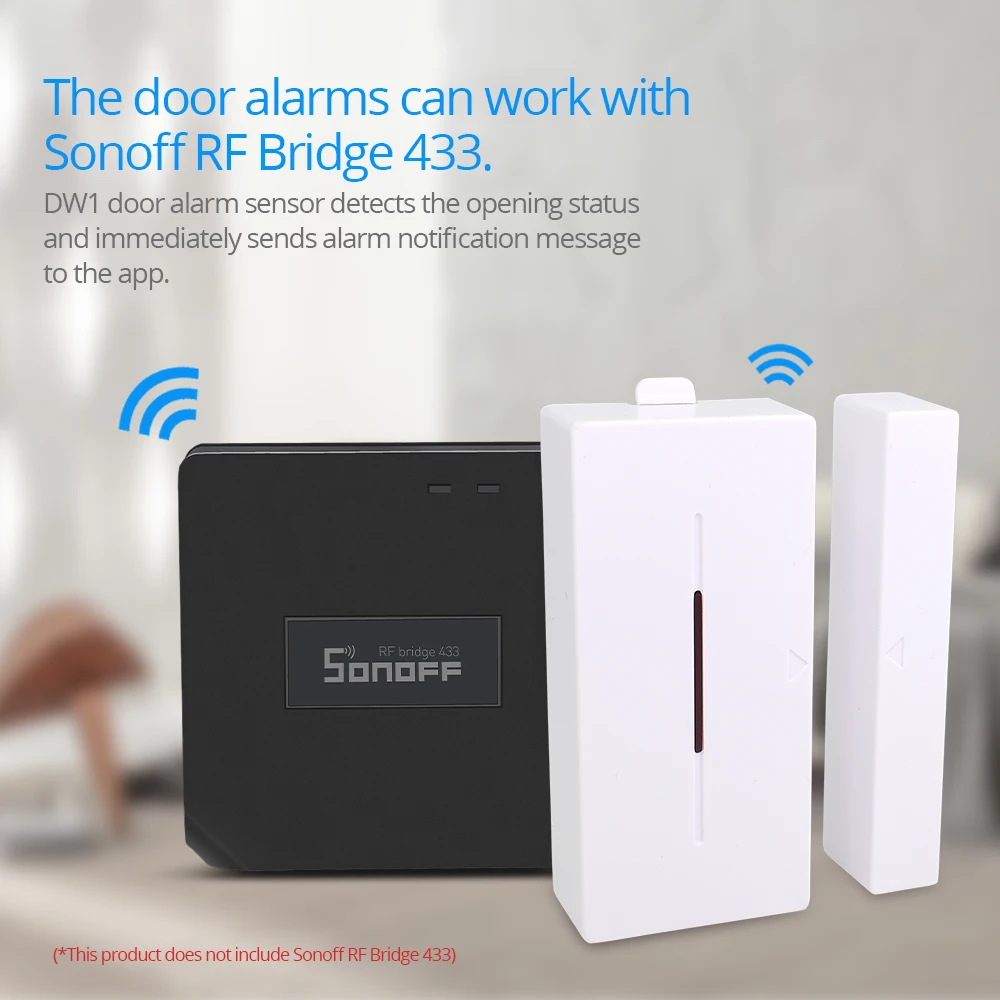  SONOFF DW1 433Mhz WIFI Door Window Alarm Sensor Magnetic Wireless Detector Support RF Bridge Contro - 32910529612