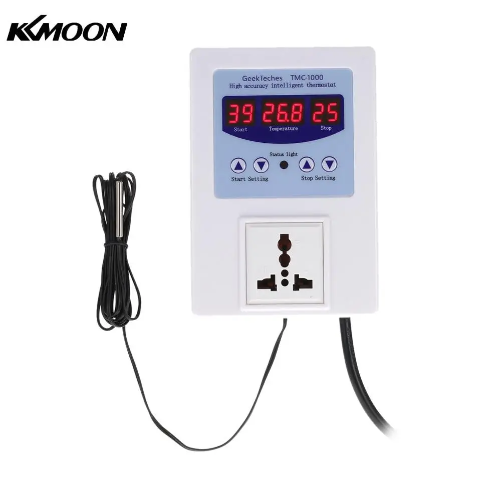 

LED Digital Intelligent Pre-wired Temperature Controller Outlet therometer Thermostat Heating Cooling Control AC110-240V 10A