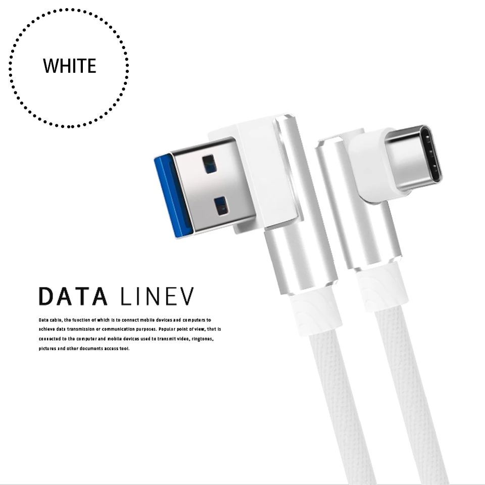 Быстрая зарядка Micro USB кабель 90 градусов Micro USB зарядное устройство Microusb шнур синхронизации данных для Xiaomi Redmi huawei Tablet Кабель Micro USB - Цвет: white