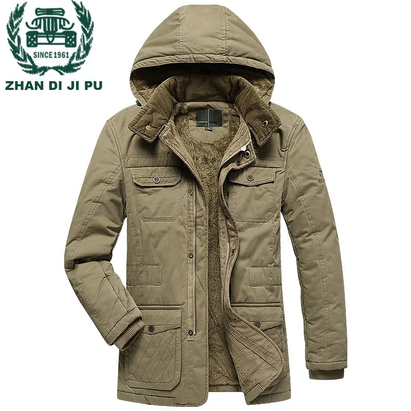 ZHAN DI JI PU Brand Clothing Men Hooded Collar Men Thicken Style Winter ...