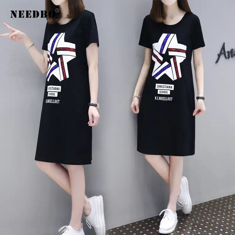 womens black tshirt dress