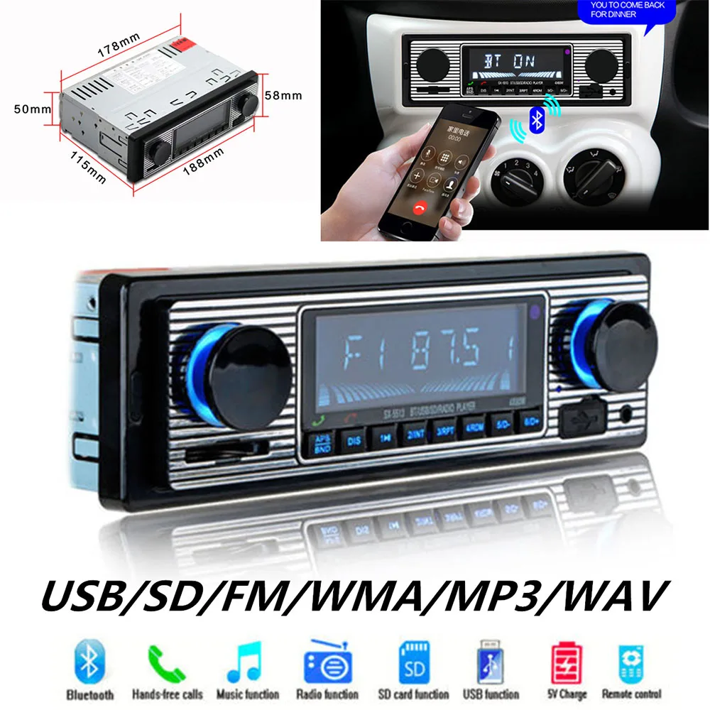 1 Din 12 в автомобильный Радио Классический FM ретро радио плеер Bluetooth стерео MP3 USB SD Автомобильный плеер u-диск подключаемый Радио DVD машина