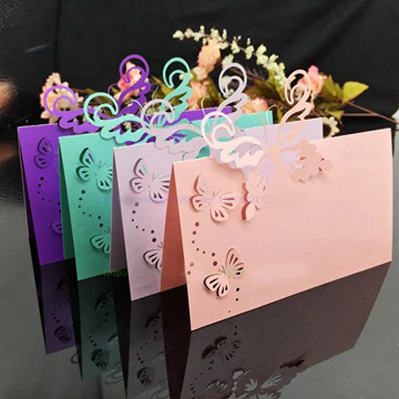 50pcs Butterfly Laser Cut Table Name Place Cards Favor Gifts Table Name Message Setting Card Wedding Birthday Party Supplies (2)
