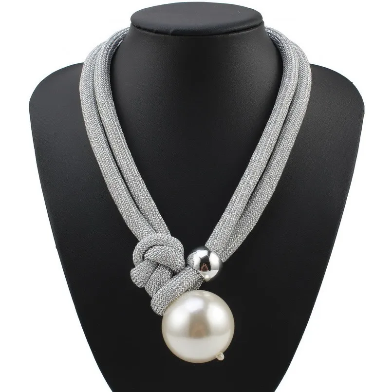 

Florosy Handmade Statement Fashion New Big Bead Ball Pendant Necklace for Women Bib Multi Layers Long Rope Chain Pearl Necklace