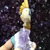 Natural gemstone crystal carved bird Figurine amethyst cluster Quartz Crystal Parrot for home decoration 4