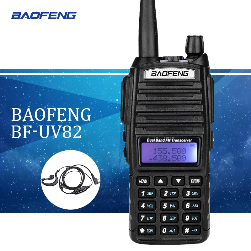 

Baofeng UV82 walkie talkie uv 82 Portable Radio With Earphone CB Ham Radio Vhf Uhf Dual band Walkie-talkie Two-way Transceiver