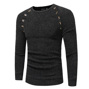 

Sweater Pullover Men 2018 Male Brand Casual Slim Sweaters Men Button Splicing Solid Hedging Turtleneck Men'S Sweater XXL