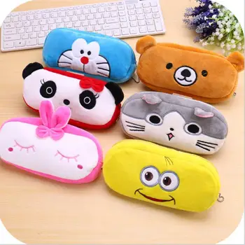 

Cute Cartoon Plush Pencil Case Pencil Bags Large Size School Kids Pencil Box 100pcs/lot