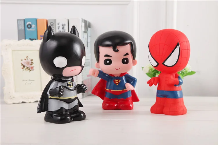 

Square piggy bank Logbook Series Batman Superman Thor Captain America Avengers Tin box Money Saving Coin Box Storage Tank Gift