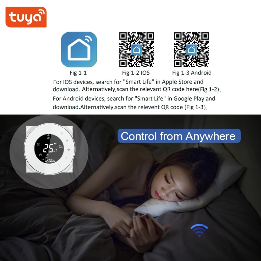 Умный термостат с Wi Fi круглый дизайн для водонагрева пола 3 а электрическим