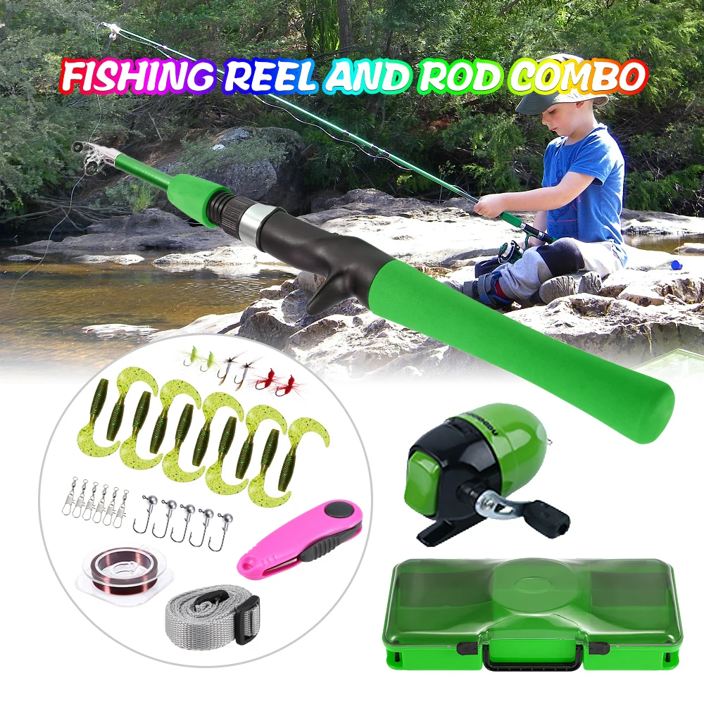 

1.2M Fishing Rod and Reel Combo for Kids Spincast Fishing Reel Telescopic Fishing Rod Pole Lures Hooks Line Fishing Accessories