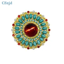 CSxjd Винтаж барокко Красный Смола Драгоценный камень и жемчуг брошь цветок женские ювелирные изделия