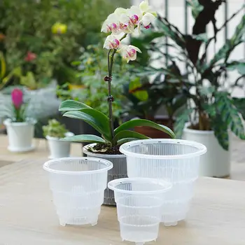 

5/6/7 Inch Mesh Pot PP Clear Orchid Flower Container Planter Durable Fleshy Flower Pot With Holes Home Gardening Decoration