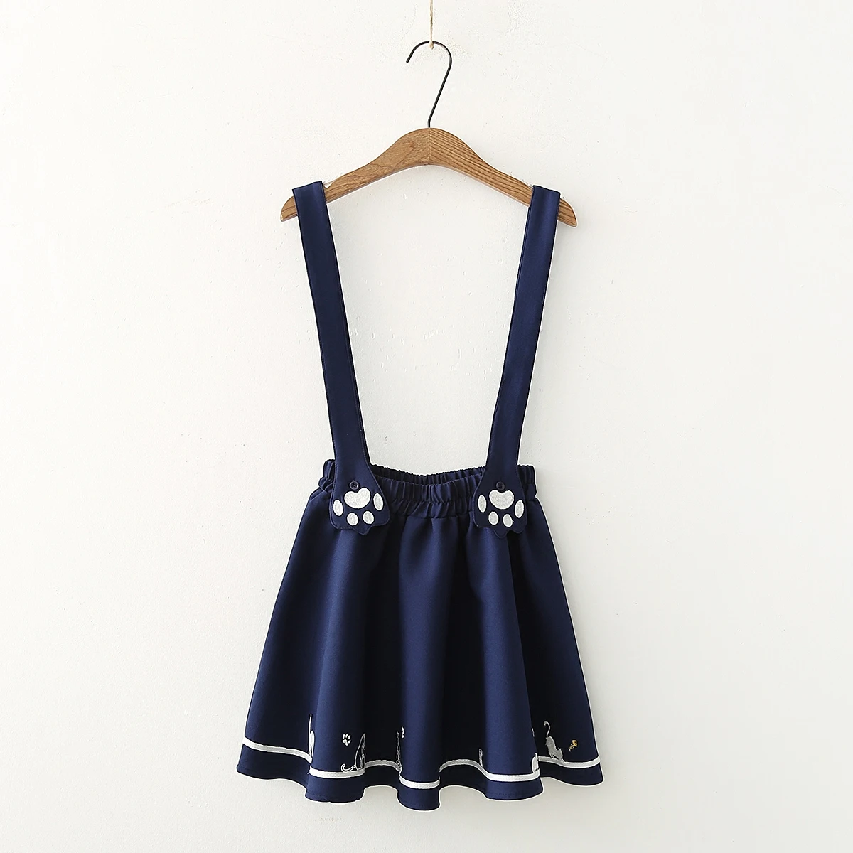 

Cute Cat Embroidery Sweet Skirt Women Preppy Style Suspender Mini Skirt Japan Korean Harajuku Skirts for Girl Lolita Kawaii