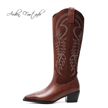 

Arden Furtado Fashion Women's Shoes Winter Pointed Toe Chunky Heels Sexy Elegant Ladies Boots Classics knee high boots