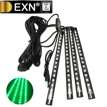 Автомобильный USB интерьер огни тире пол Декор украшения авто 12 В в Атмосфера лампы светодио дный 16 LED DC В 12 В 5 Вт красный, желтый, голубой лед, Gree, белый