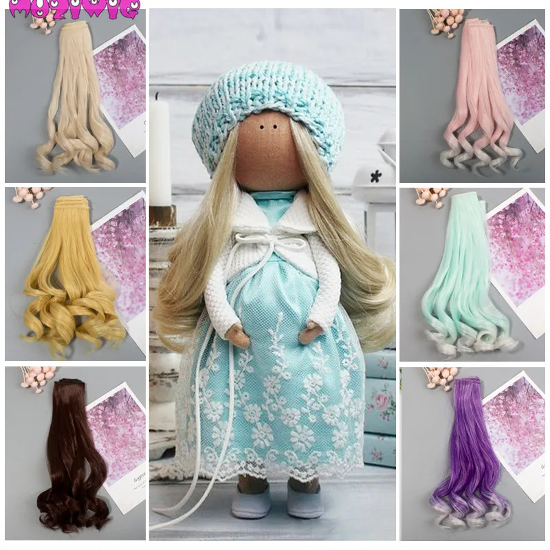 

Doll Accessories 1 pieces 25cm Bright Colorful Pearl Flower Curly Hair Extensions for BJD/American All Doll DIY Doll Wigs Hair