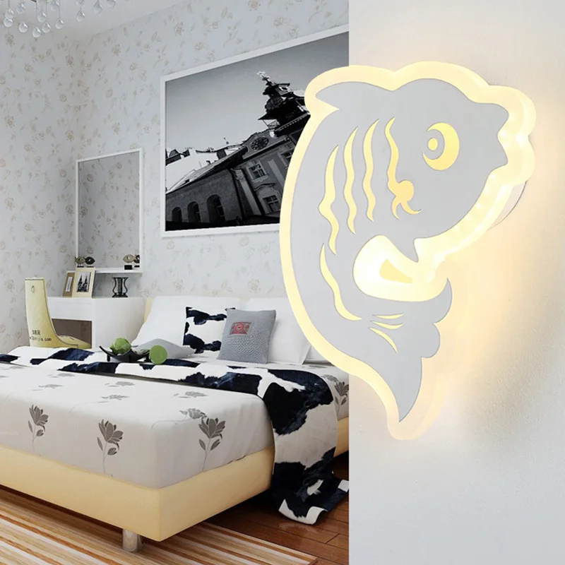 

Minimalism Aluminium Acrylic Led Wall Lamp Fish Style Indoor Lighting Wall Lamp Fixtures Bedroom luminaria Lustre Led Wall Lamp