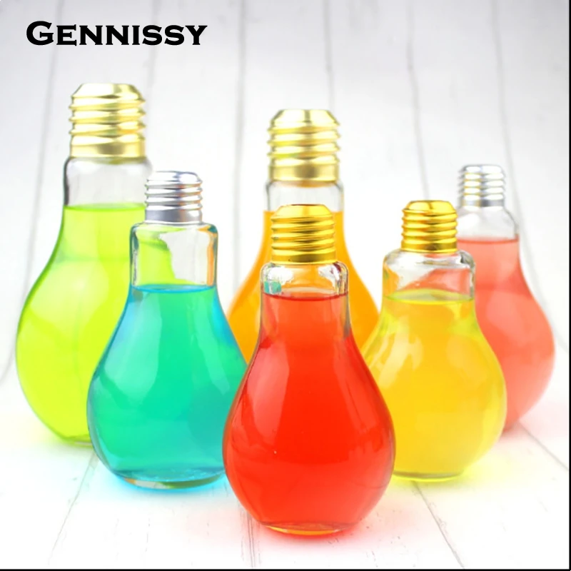 

GENNISSY Cartoon Light Bulb Bottle Box Creative Cute Travel Outdoor Fruit Juice Milk Tea Milk Plastic Bottle
