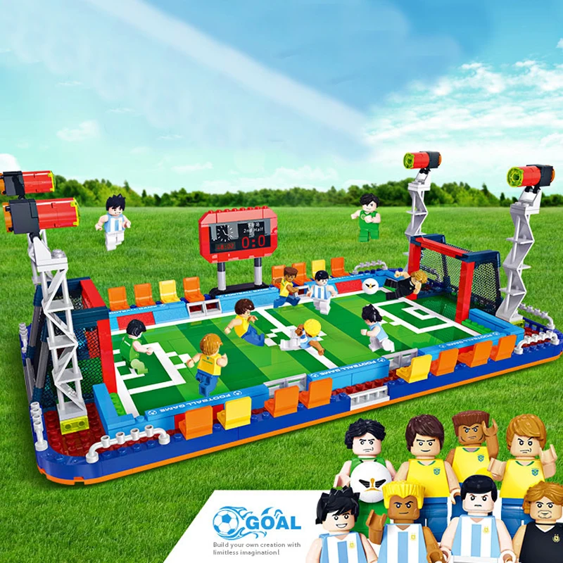 2019 Compatible Legoed City Football Player Soccer Field Figures Model Building Kits Blocks Kids Toys Children Bricks Club Cup | Игрушки и