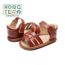 Летний для новорожденных сандалии из кожзаменителя для маленьких мальчиков и девочек нескользящая обувь на твердой подошве для детей от 0 до 24 месяцев