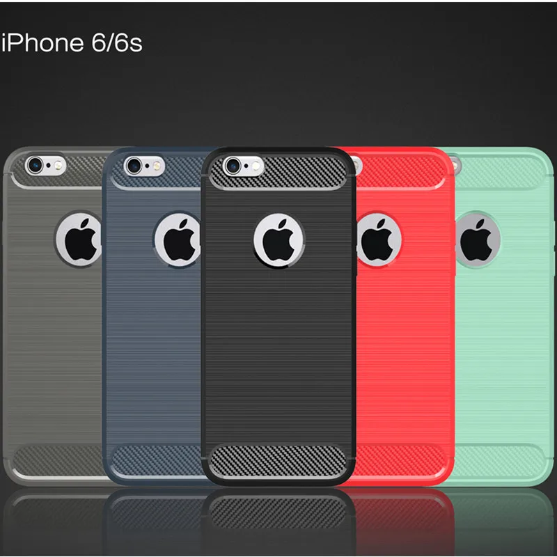 Роскошные Силиконовый Чехол Для iPhone 6 S Soft Phone Обложка углеродного Волокна Coque iPhone6