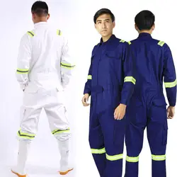Цельный защитный комбинезон с длинными рукавами, 100% хлопок, светоотражающая рабочая одежда, Антистатическая одежда для авторемонта, сетка