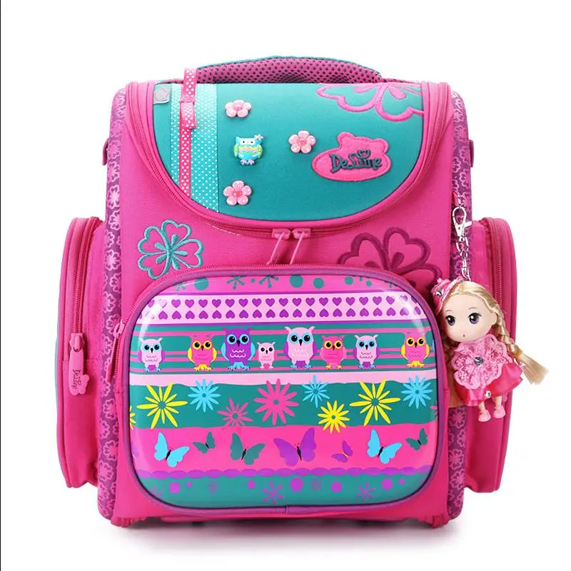 Delune 2017 New European Children School Bag Girls Boys Backpack Cartoon Mochila Infantil Large Capacity Orthopedic Schoolbag delune new style large capacity girls cartoon school backpack orthopedic ergonomic design children bear pattern school bag