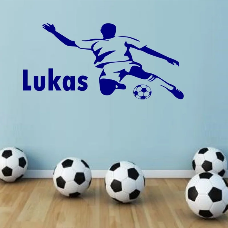 

POOMOO Wall Sticker Personalised Football Men Any Name Vinyl Wall Sticker Art Decal Kids bedroom 60x30cm