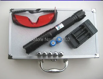 

AAA 200000m 5in1 High power Military Blue Laser Pointer Flashlight Burn match Candle lit Cigarette Wicked Lazer 20Watt+Glasses