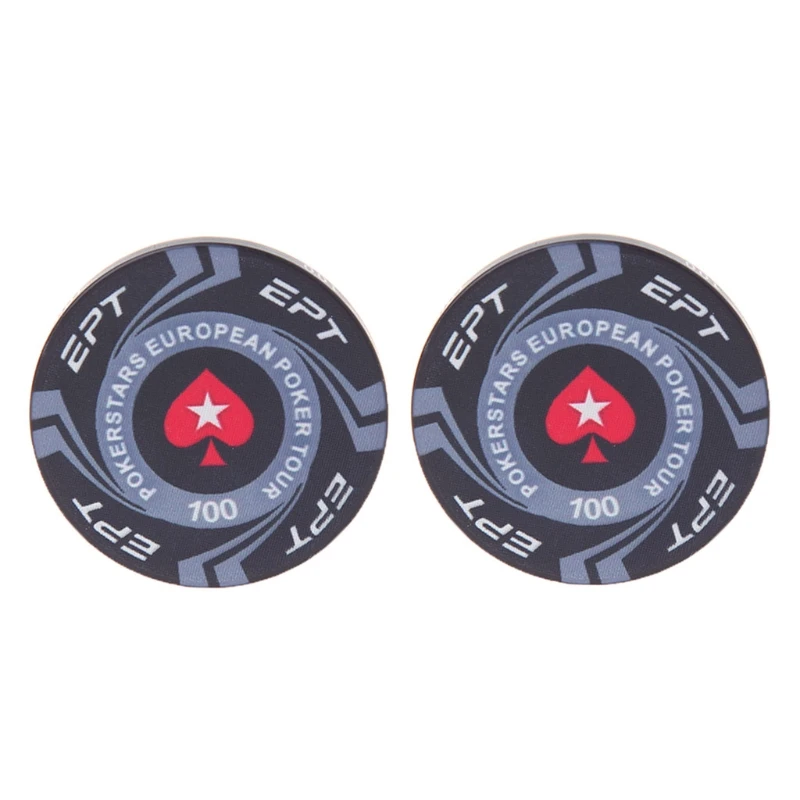 2шт EPT керамические фишки для покера европейские Pokers Tour Texas Hold'em монеты для казино 4 см - Цвет: 100