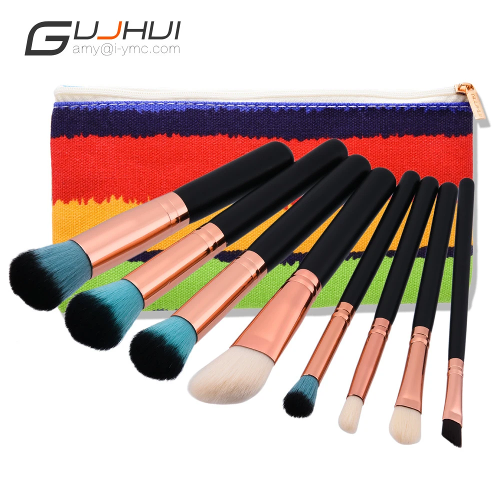 New 8pcs Makeup Brushes set Fondation Eyeshadow Cosmetic Tool with Leather (2)