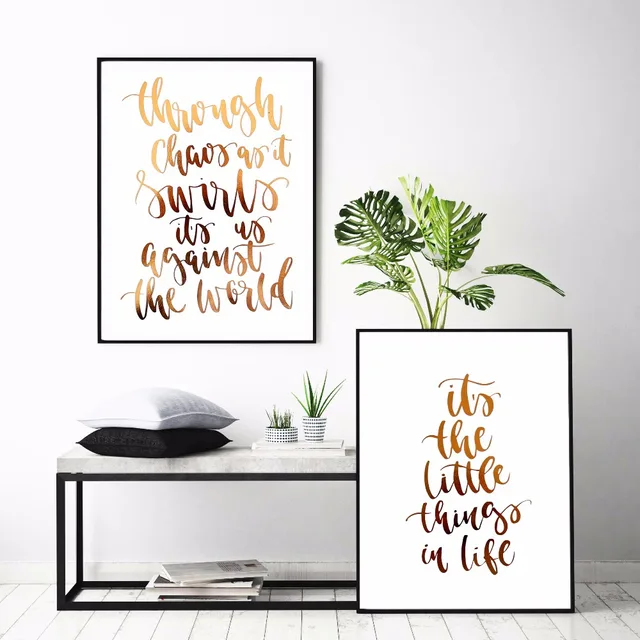 motivational gold letters nordic canvas art print painting poster gold letter decor