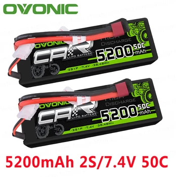 

OVONIC 5200mAh LiPo 2S 50C Batteries T Deans Plug 7.4V for ARRMA 1/8 1/10 RC Cars Emaxx Traxxas Slash HPI