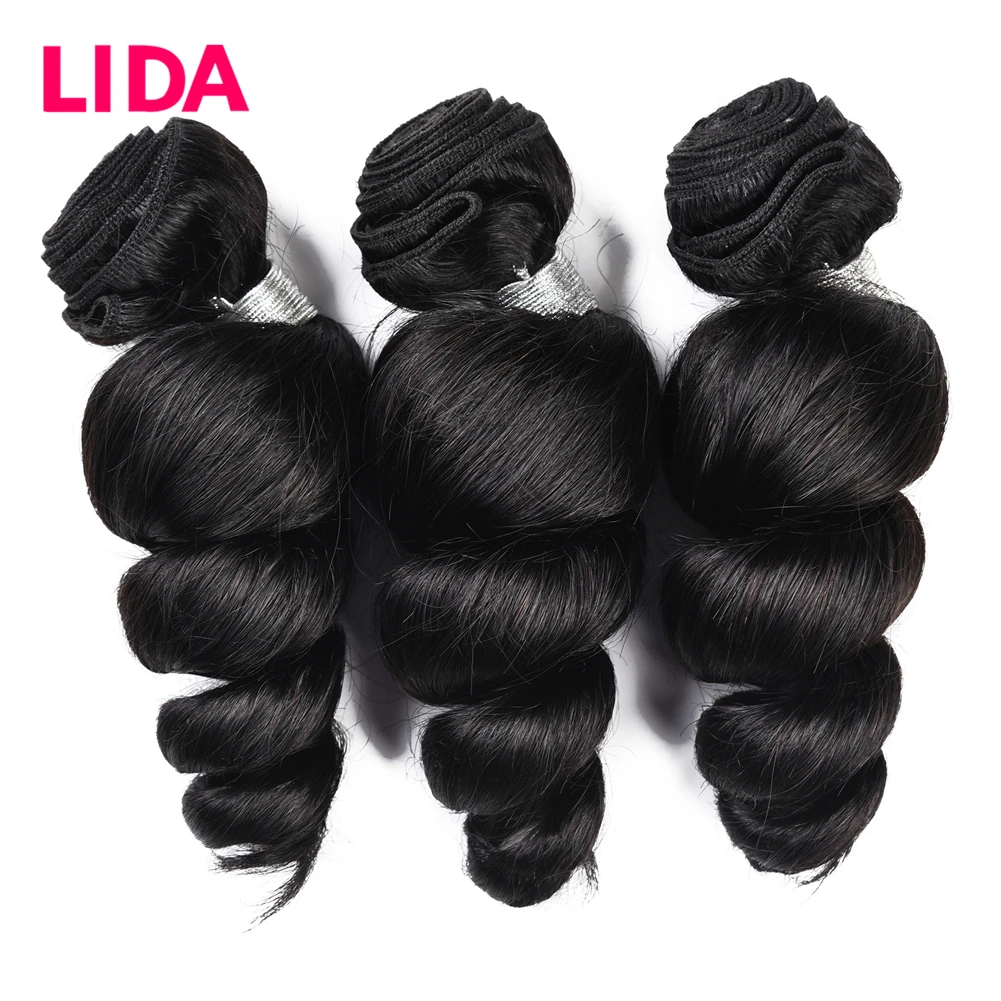 LIDA Brazilian Loose Wave Bundles Human Hair 1/3/4 Bundles Deal 16-26inches Non Remy Hair Weave Extension On Sale